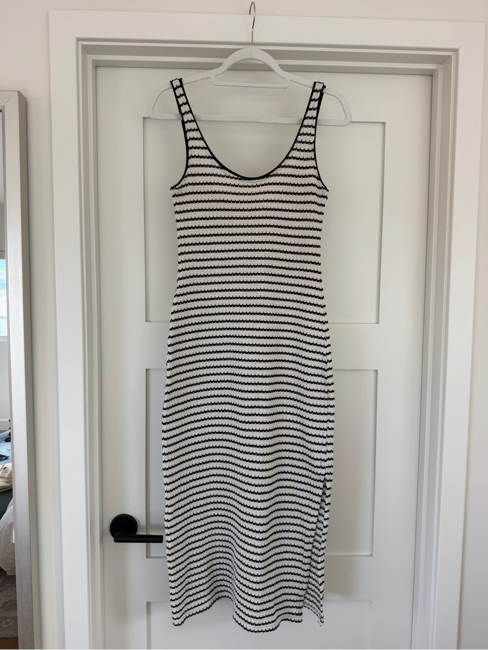 Mango Black and White Striped Tank Midi Dress